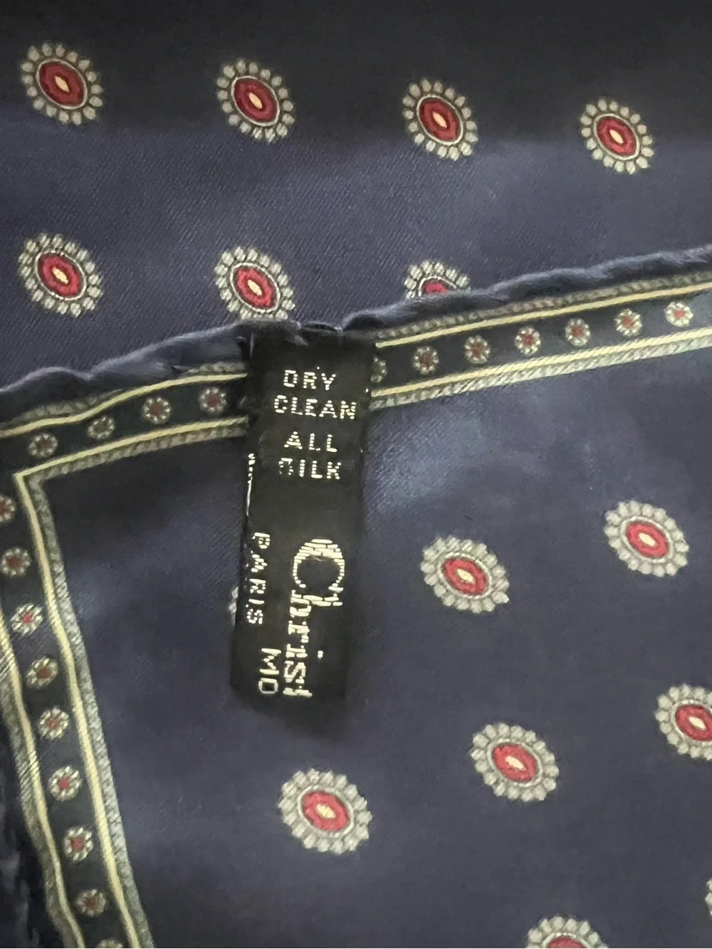 Christian Dior Silk Scarf Vintage Navy Italy